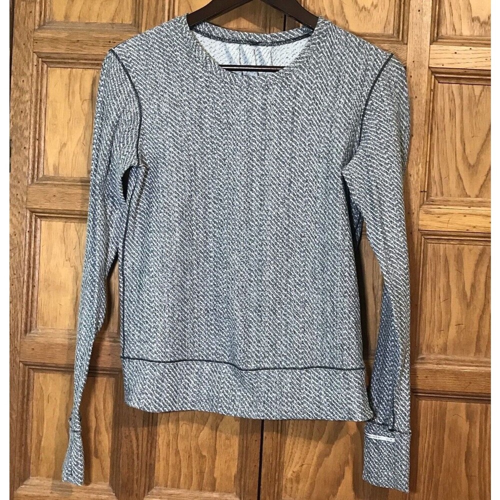 Lululemon Rush Hour Long Sleeve Top Womens 4 Gray Hazy Heather Rulu Thumbholes